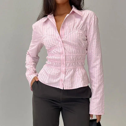 Susan Scrunched Long Sleeve Blouse