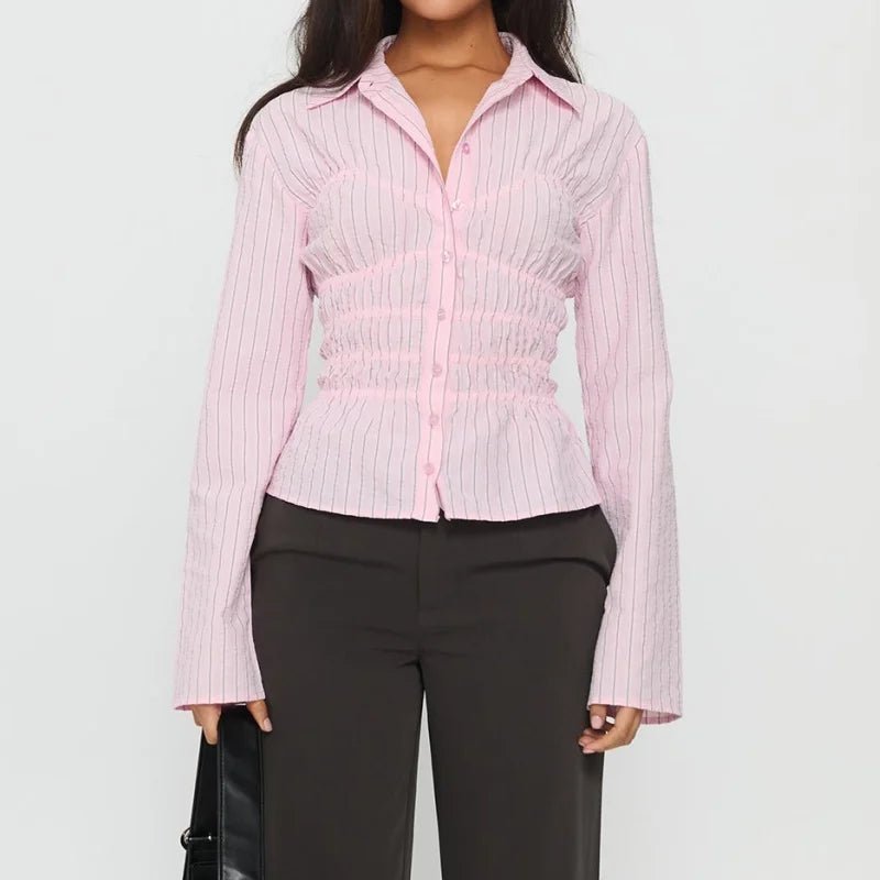 Susan Scrunched Long Sleeve Blouse