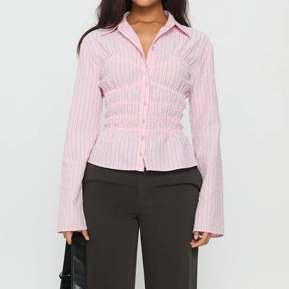 Susan Scrunched Long Sleeve Blouse
