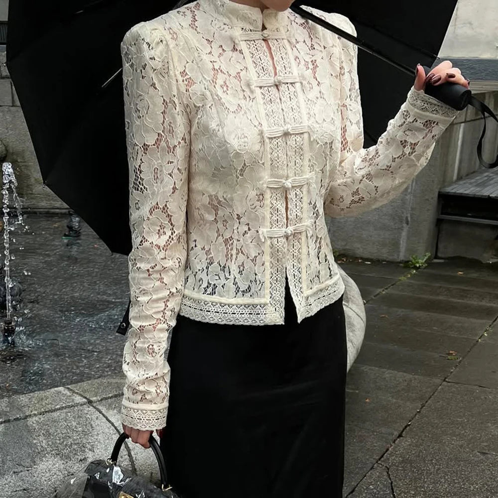 Suzan Long Sleeve Lace Blouse