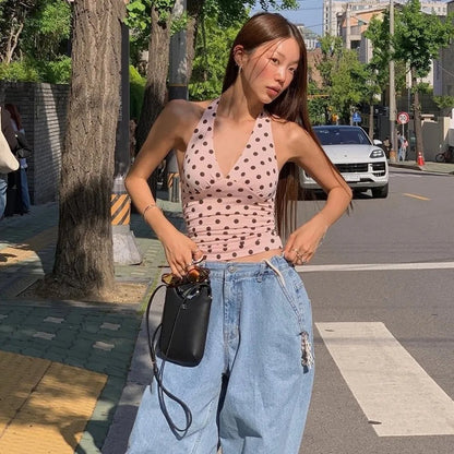 Tamsin Polka Dot Off-Shoulder Tank Top