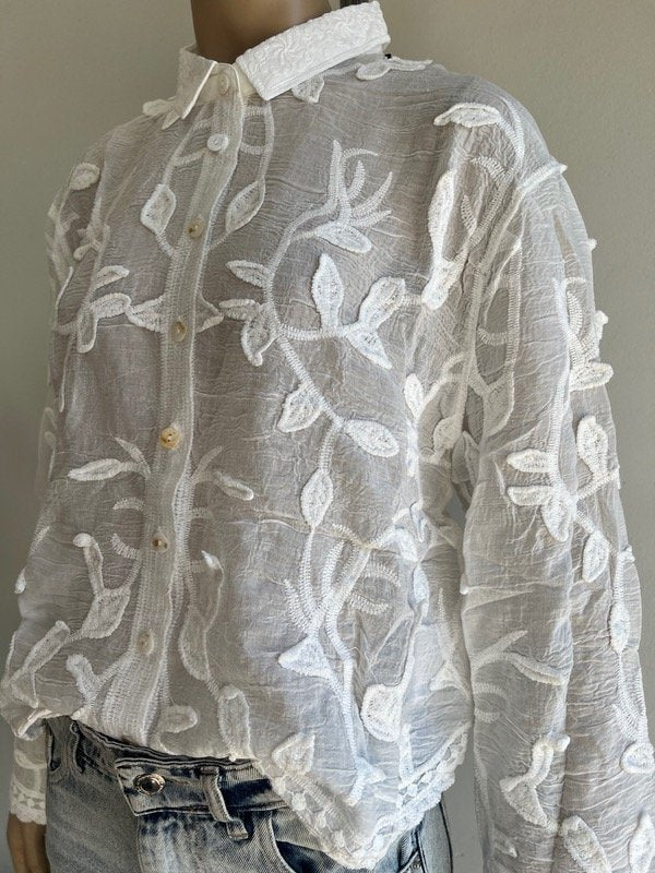 Tina Long Sleeve Embroidered Blouse
