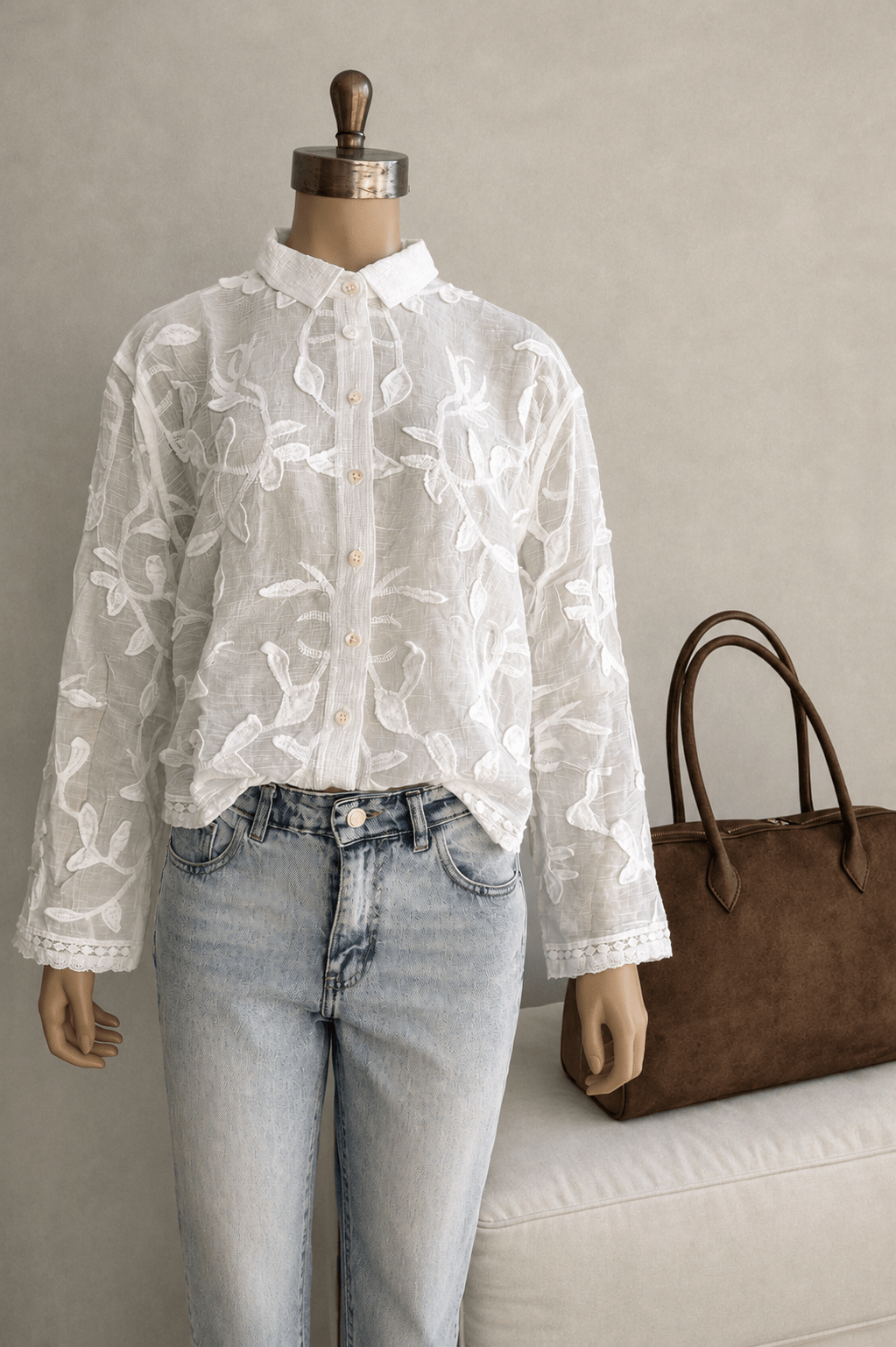 Tina Long Sleeve Embroidered Blouse