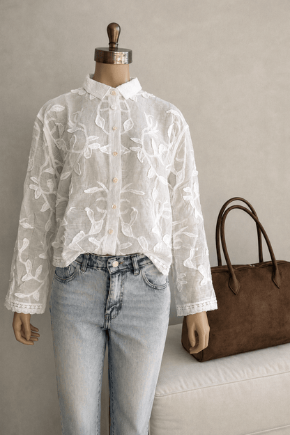 Tina Long Sleeve Embroidered Blouse
