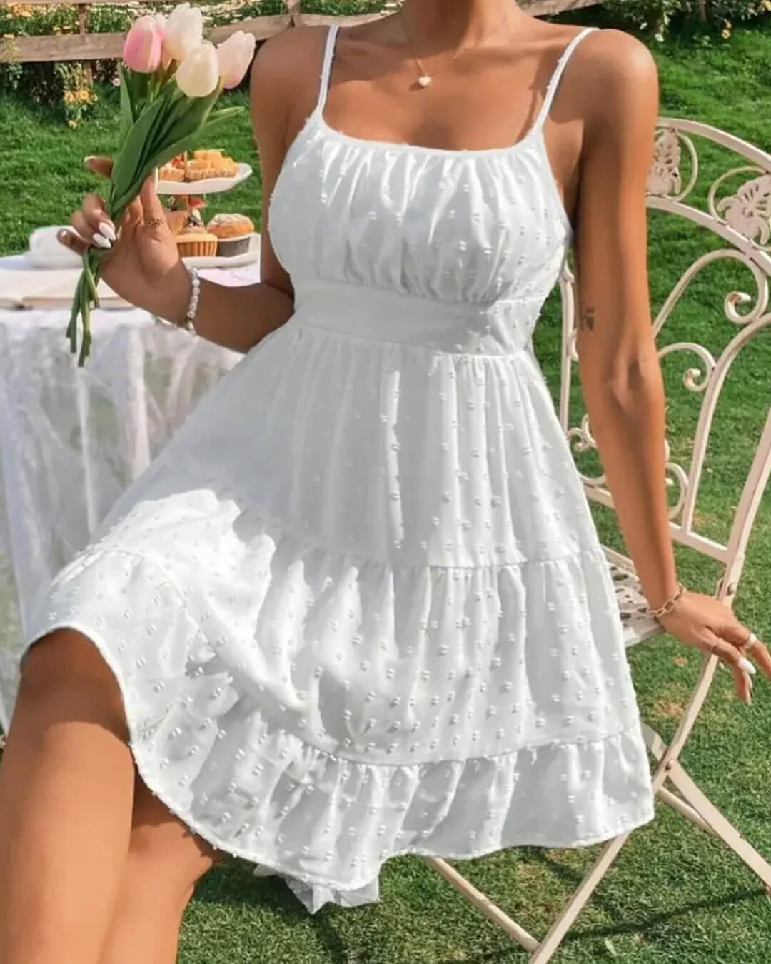 Tracy Tiered Ruffle Spaghetti Straps Mini Dress