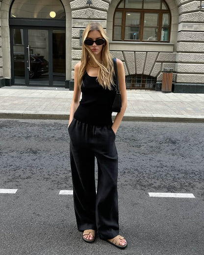 Wendy Wide Leg Satin Trousers