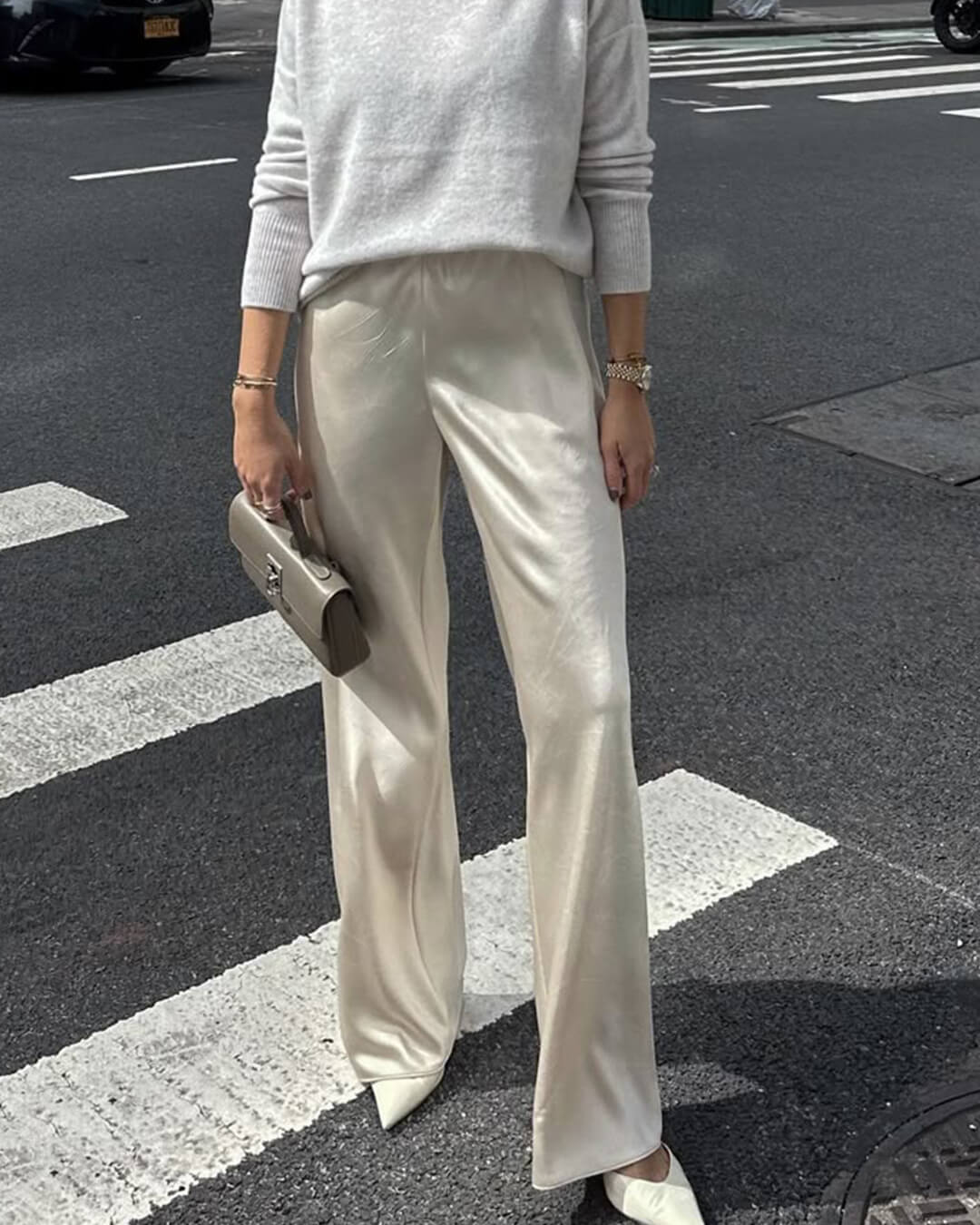 Norma High Waist Satin Wide Leg Trousers
