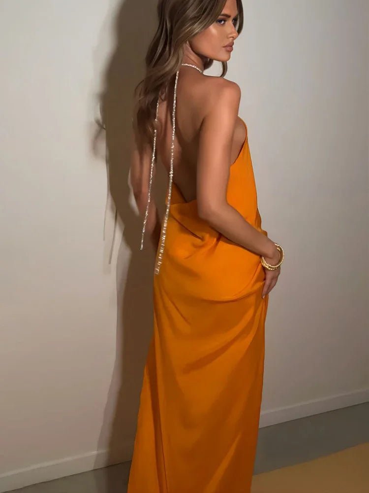 Claudia Sequin Halter Maxi Dress