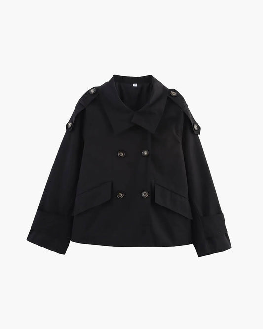 Lucy Stand Collar Cropped Trench Coat