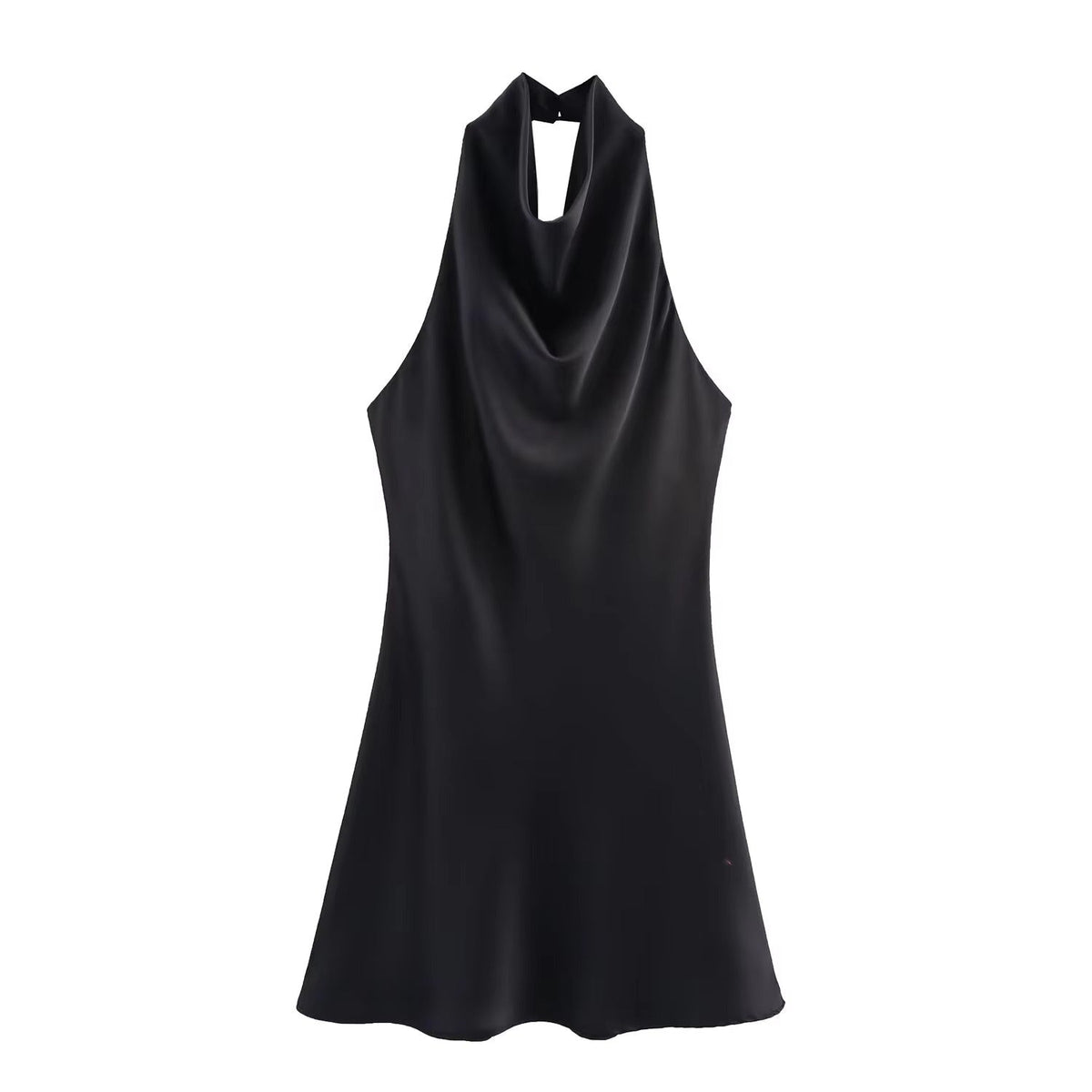 Colleen Satin Halter Draped Mini Dress
