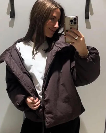 Suzy High Collar Tie-Up Puffer Jacket