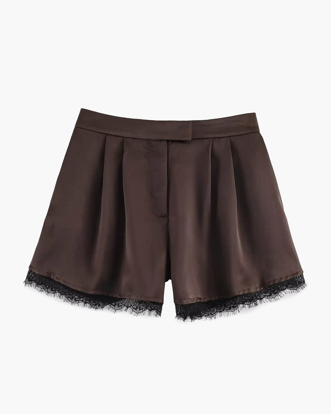 Xylia Lace Trim Satin Mini Shorts