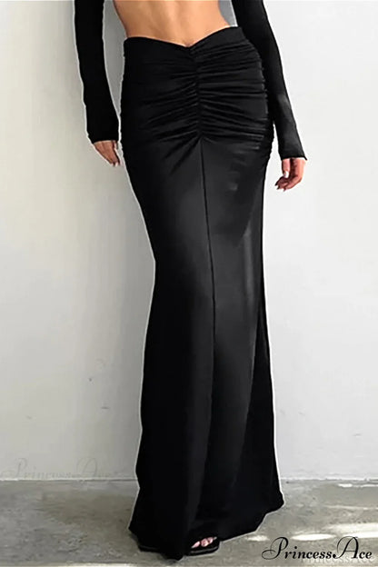 Solid Color High Waist Fishtail Slim Skirt