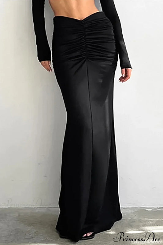 Solid Color High Waist Fishtail Slim Skirt