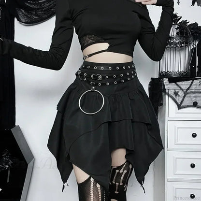 Solid Drawstring Ruched Mini Skirt
