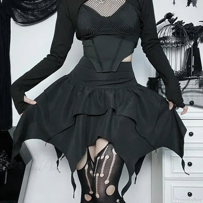 Solid Drawstring Ruched Mini Skirt