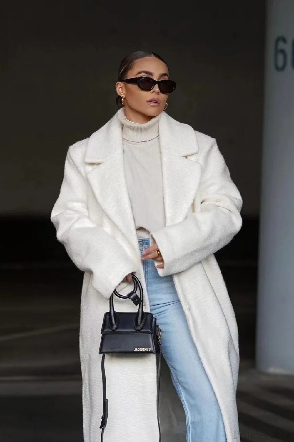 Solid Elegant Minimalist Warm Notched Collar Teddy Overcoat