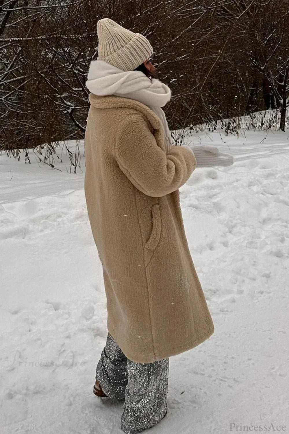 Solid Fleece Warm Casual loose fit Overcoat