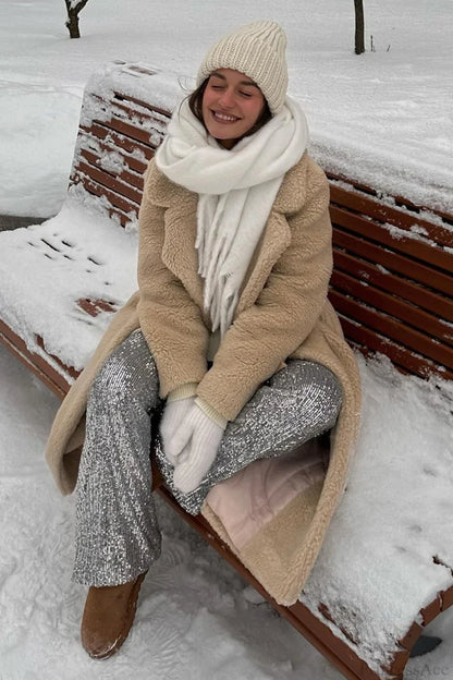 Solid Fleece Warm Casual loose fit Overcoat