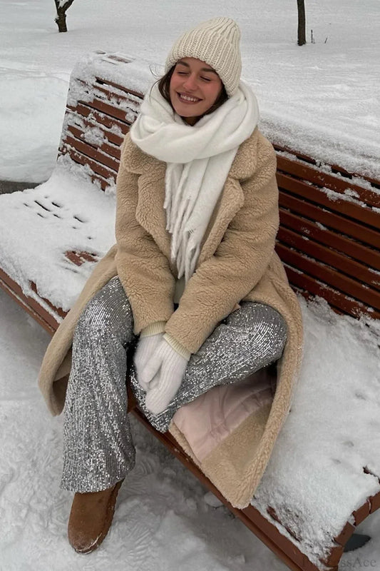 Solid Fleece Warm Casual loose fit Overcoat