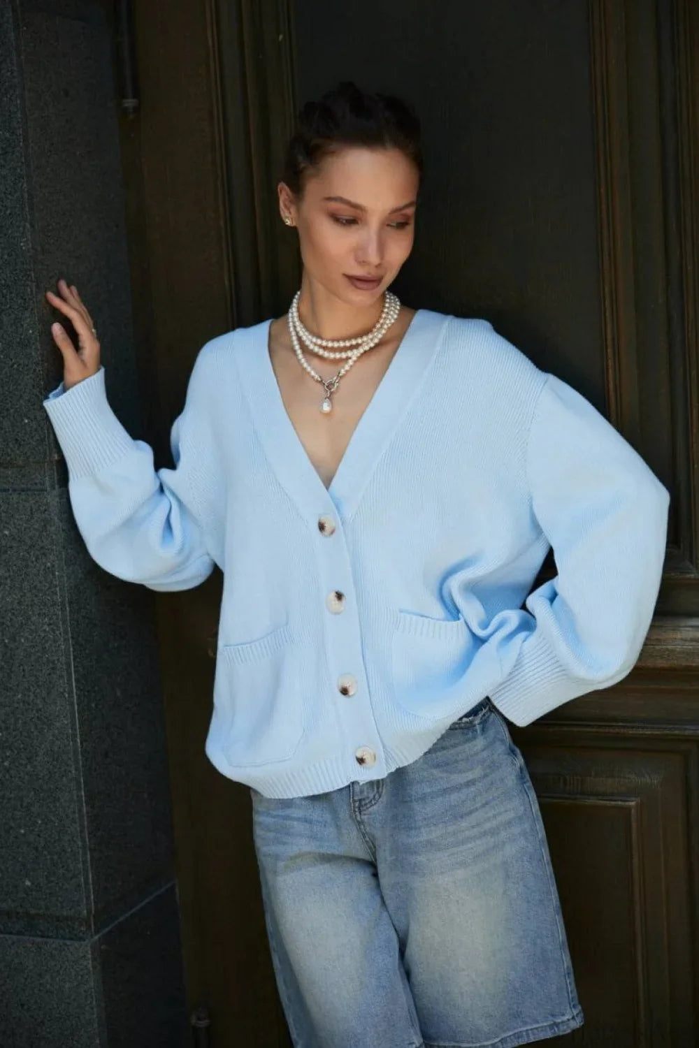 Solid Minimalist Sheer Long Sleeve Sweater