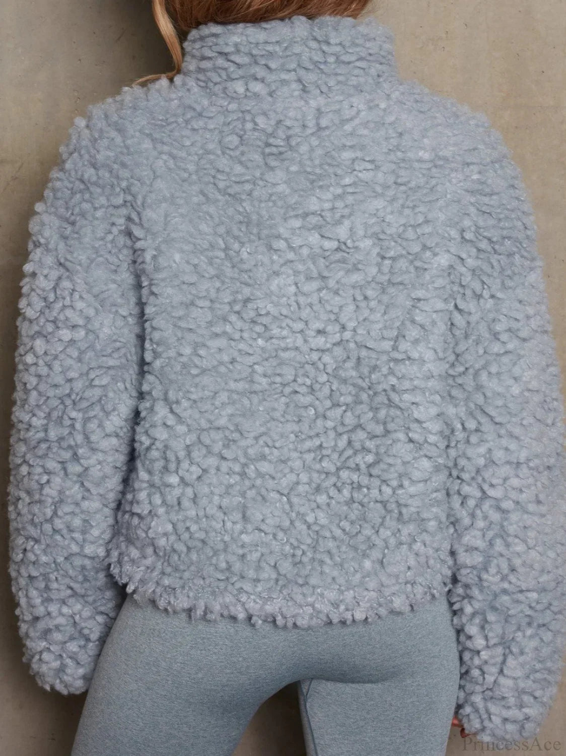 Solid Minimalist Sherpa Cropped Fuzzy Coat