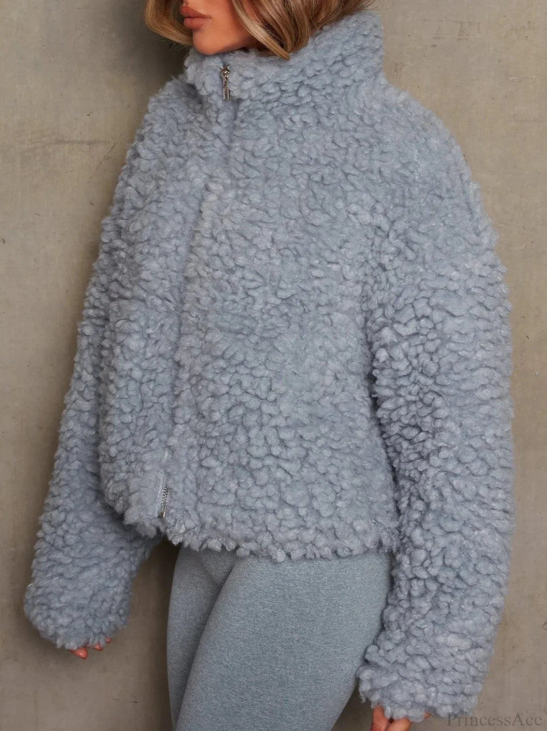 Solid Minimalist Sherpa Cropped Fuzzy Coat