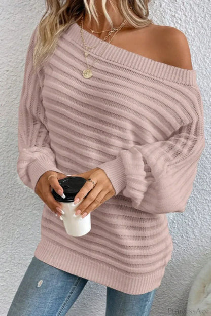 Solid Off-the-Shoulder Batwing Sleeve Sweater