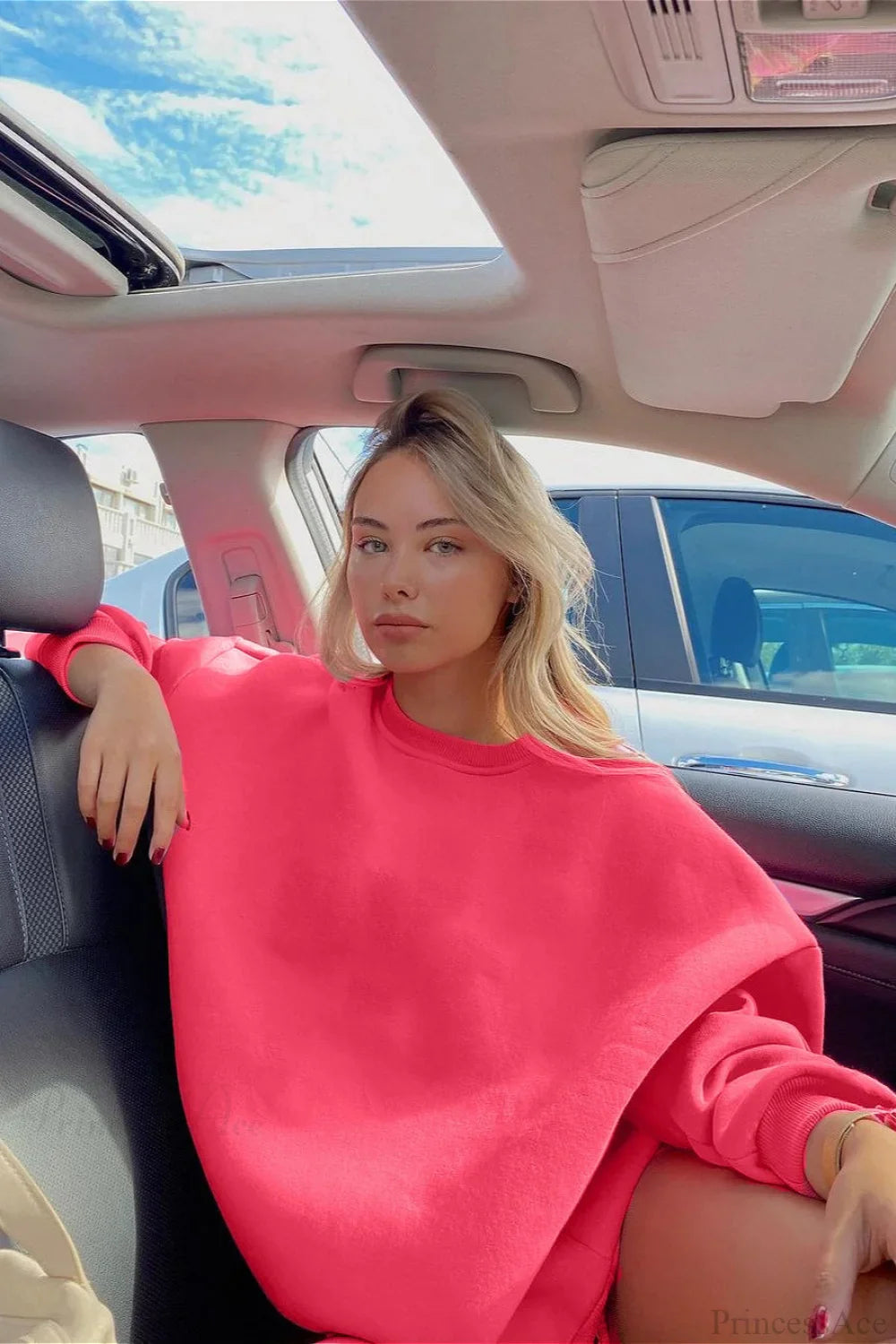 Solid Oversize Relaxed Pullover Sweatshirts