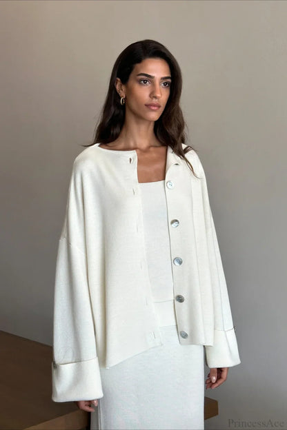 Solid Soft Minimalist Knit Cami Midi Skirt Three Piece Set