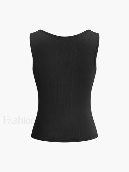 Solid Square Neck Strappy Top