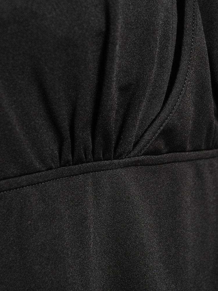 Halter Plunge V-Neck Wrap Front Bodycon Mini Dress