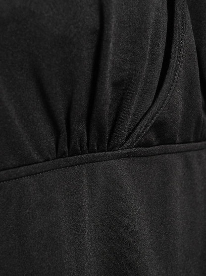 Halter Plunge V-Neck Wrap Front Bodycon Mini Dress