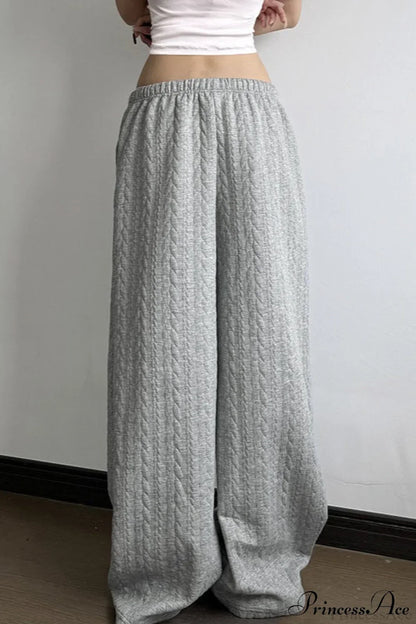 Solid Warm Wide Leg Tie Waist Pants