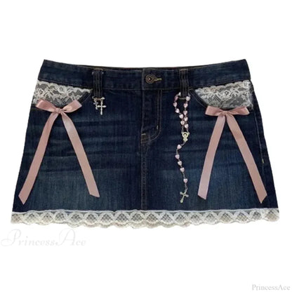 Sparkling Denim Vintage Black Skirt