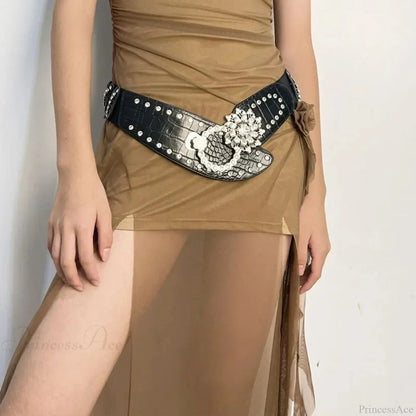Sparkling Gothic Blossom Rebel Metal Belt