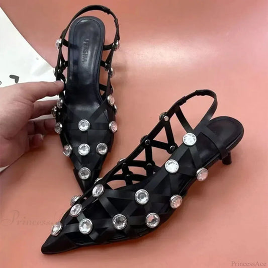 Sparkling Gothic Short Heel Sandal