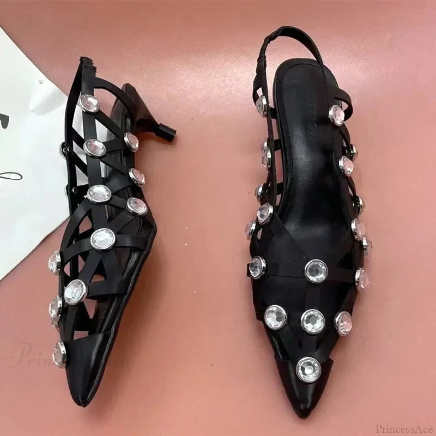 Sparkling Gothic Short Heel Sandal