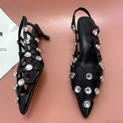 Sparkling Gothic Short Heel Sandal