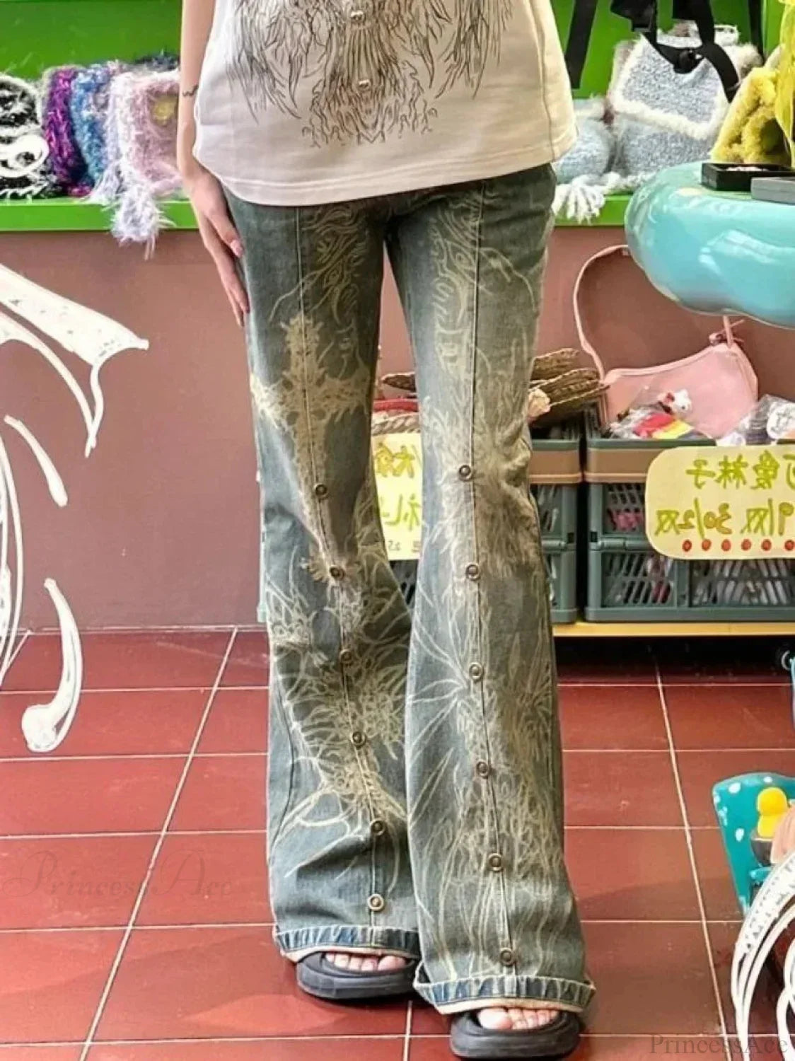 Spicy Beaded Gothic Slender Denim Pant