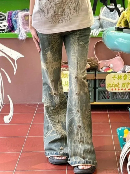 Spicy Beaded Gothic Slender Denim Pant