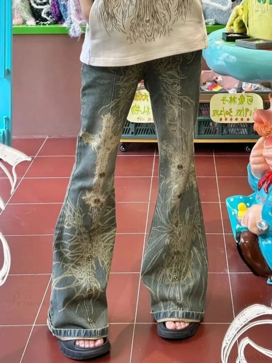 Spicy Beaded Gothic Slender Denim Pant