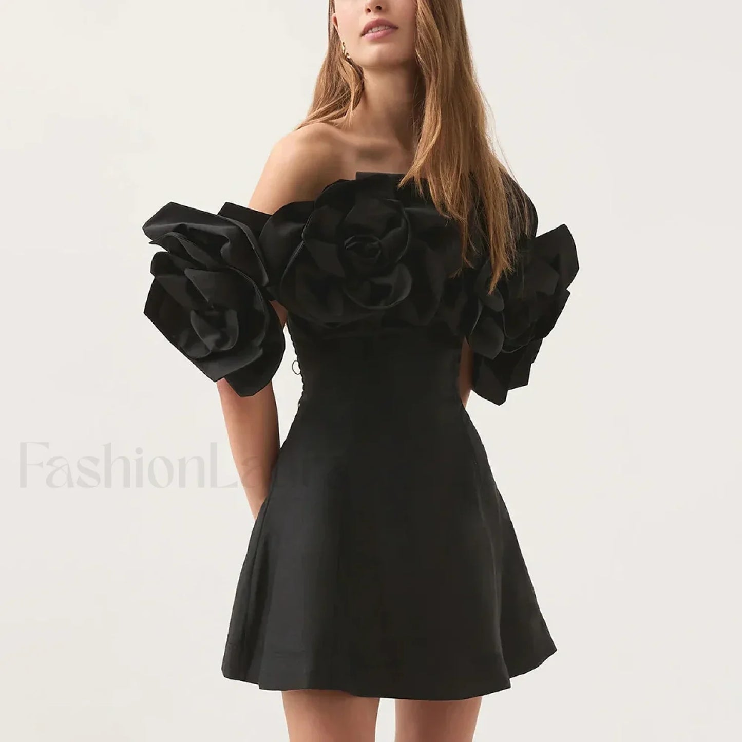 Spliced Flower Halter Mini Dress
