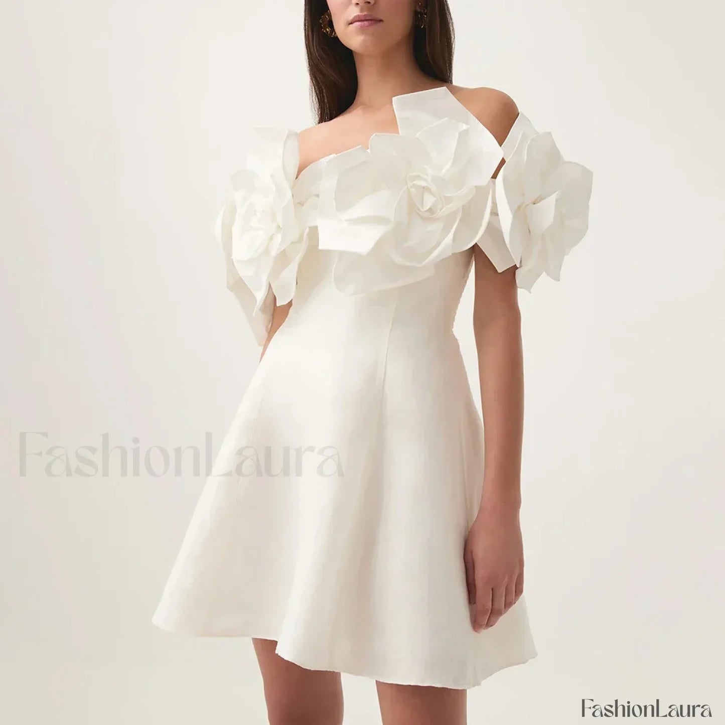 Spliced Flower Halter Mini Dress