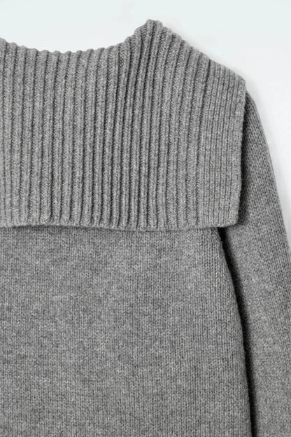 Spring Gray Crew-neck Knit Cardigan