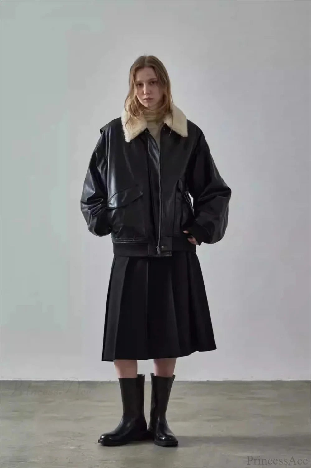 Spring Oversized Faux Leather Coat