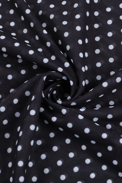 Square Neck Polka Dot Spliced A Line Maxi Dress