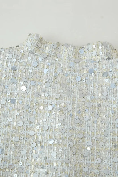Stand Collar Sequin Long Sleeve Jacket