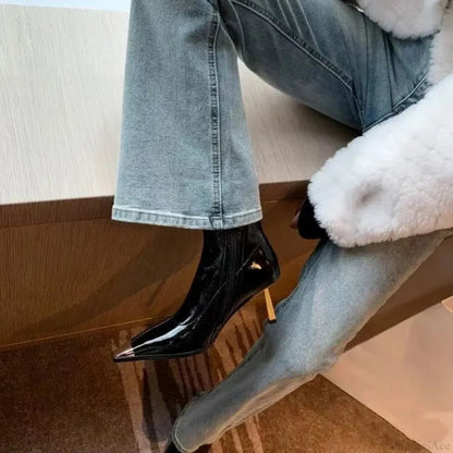 Star Fashion Gothic Metal Square Toe Ankle Boot