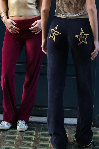 Star Print Stretchy High Waist Straight Leg Pants